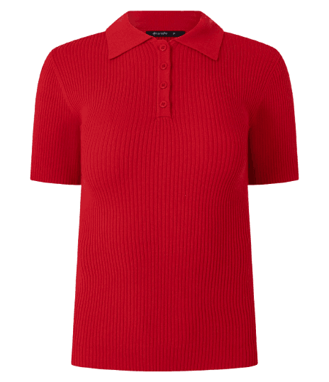 Blusa em Tricô com Gola Polo e Botões Frontais