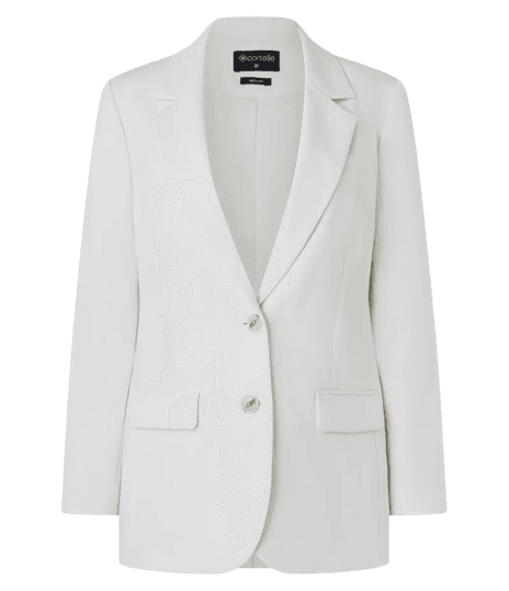 Blazer Regular em Alfaiataria com Botões e Bolsos Frontais Off White