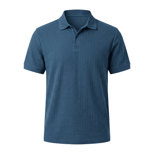 polo masculina de algodão manga curta texturizada azul