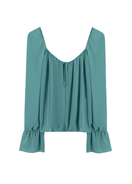 Blusa Chiffon Ruching Verde Maca
