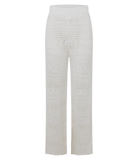 Calça Reta em Tricô com Trama Aberta