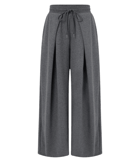 Calça Wide em Suedine com Pregas Frontais