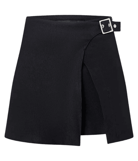 Short Saia em Bengaline com Fivela Lateral Preto