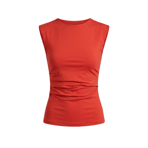Regata muscle tee ajustada feminina em poliamida - Vermelho