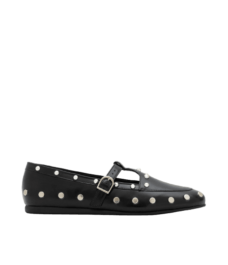 Sapato Estilo Salomé em PU com Aplicação de Tachas