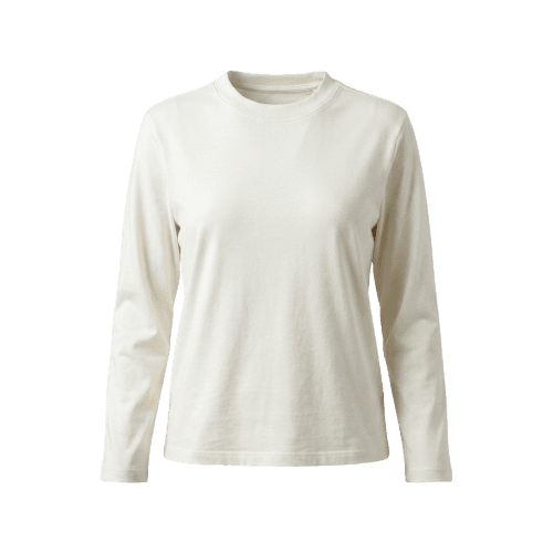 blusa feminina algodão peruano manga longa lisa off white