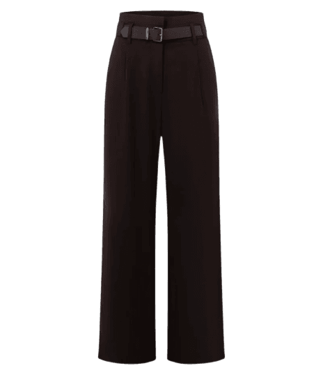 Calça Reta em Alfaiataria com Meio Cinto Marrom