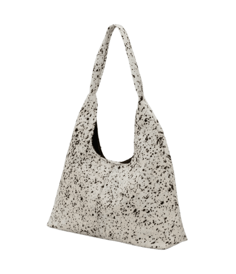 Bolsa Hobo Grande de Couro com Textura Peluciada