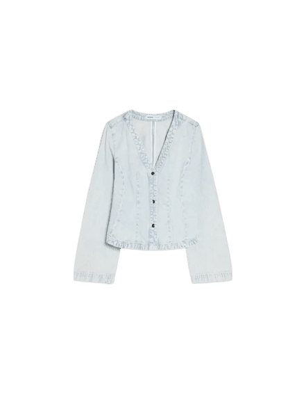 Jaqueta jeans peplum listrada