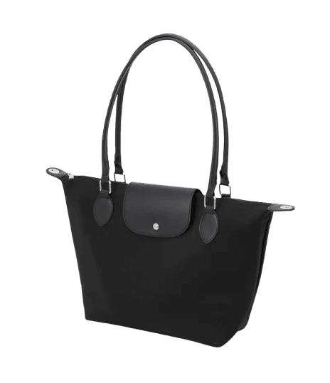 Bolsa Grande com Zíper Lapela e Alça Dupla Preto