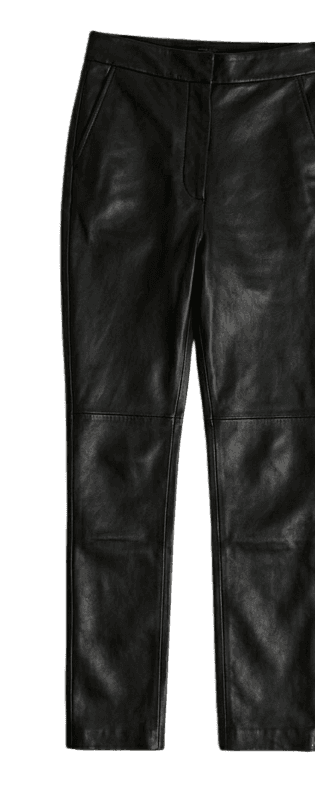 Calça De Couro Pespontos Barrel Leg Preto