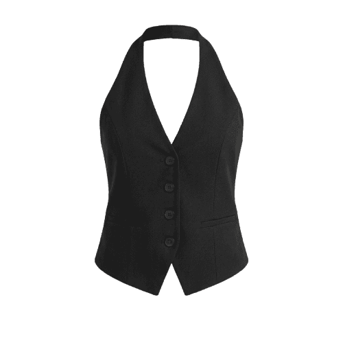 Colete feminino alfaiatado frente única - Preto