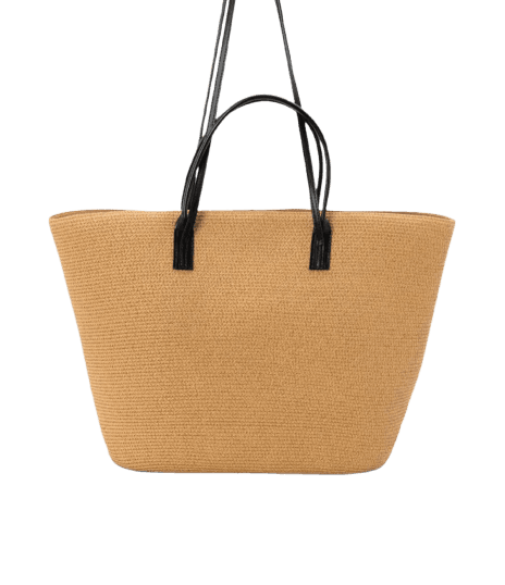 Bolsa de Praia Grande com Bolsinho e Alças em PU Bege