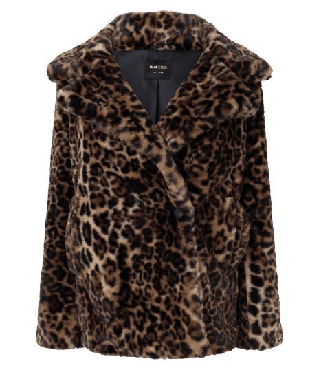 Jaqueta Curta Animal Print com Pelo Sintético