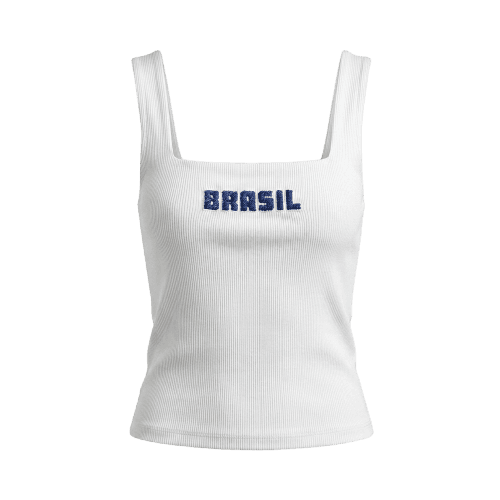 REGATA BRASIL MALHA CANELADA BORDADA