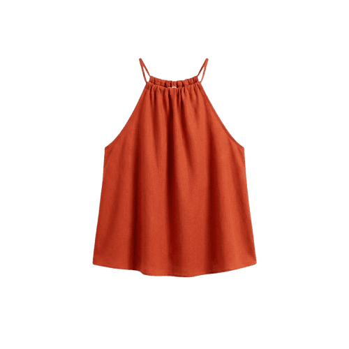 blusa feminina com linho halterneck laranja
