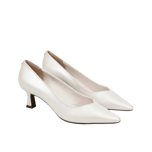 Scarpin Branco Say Yes Salto Médio Couro Acetinado