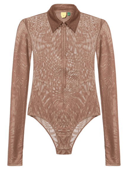 Body Feminino Tule Marrom Farm