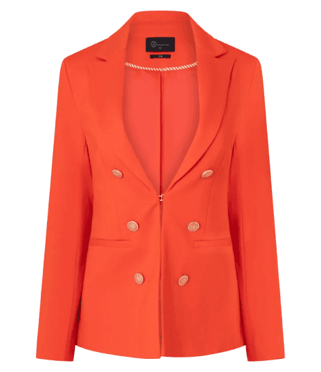 Blazer Alfaiatado em Ponto Roma com Botões Brasão Laranja