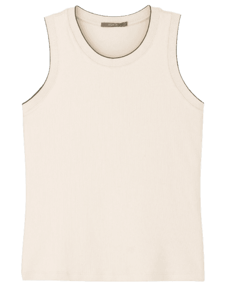 Regata Em Ribana Com Retilínea No Decote Curve & Plus Size Off White