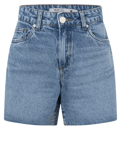 Bermuda Cintura Média em Jeans com Barra Cortada Médio