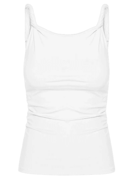 Regata Feminina Drapeada Branco Basiq