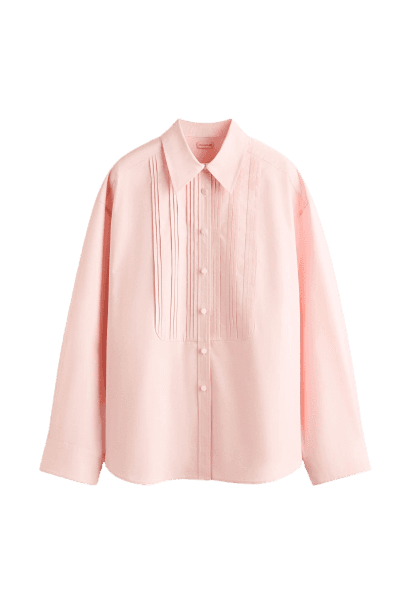 Camisa em popeline com peitilho