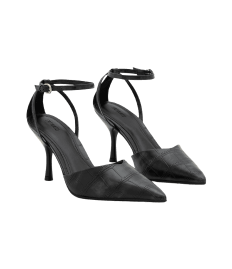 Sapato Slingback em PU com Recorte em V