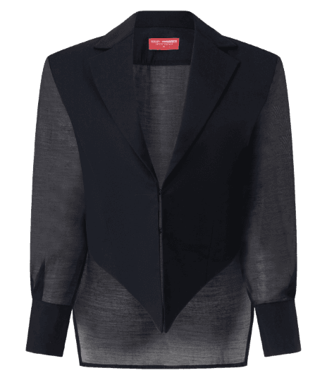Camisa Blazer com Transparência e Ombreiras