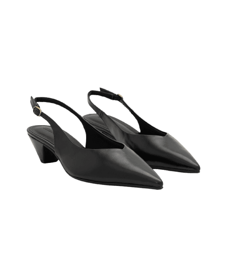 Sapato Slingback em PU com Salto Grosso
