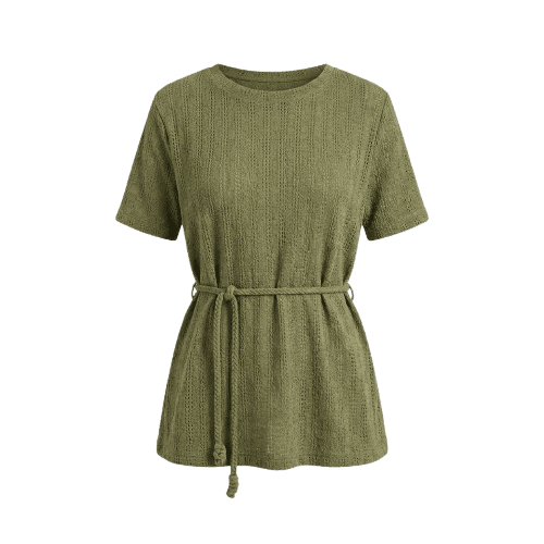 Blusa feminina texturizada com cordão de amarrar - verde