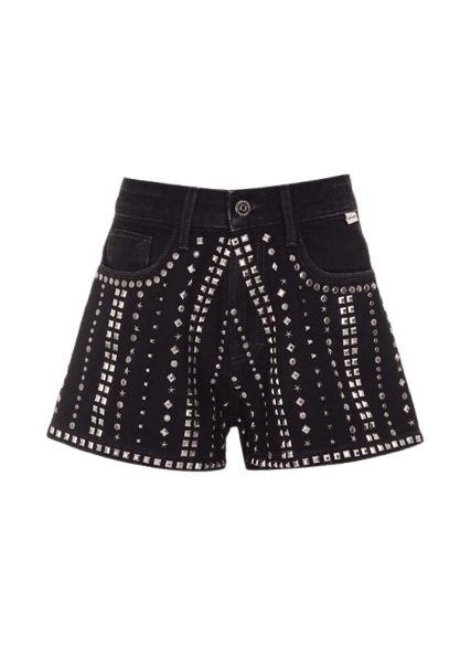 Shorts Jeans Evasê Studs John John Feminino
