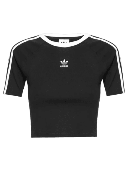 Camiseta Feminina Cropped 3 Stripes Preto Adidas Originals 