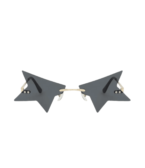 Óculos de Sol Gateado em Metal com Formato Estrela Preto