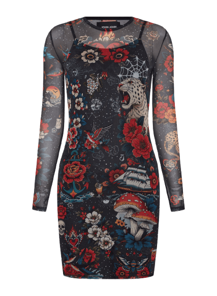 Vestido Justo Tattoo John John Feminino