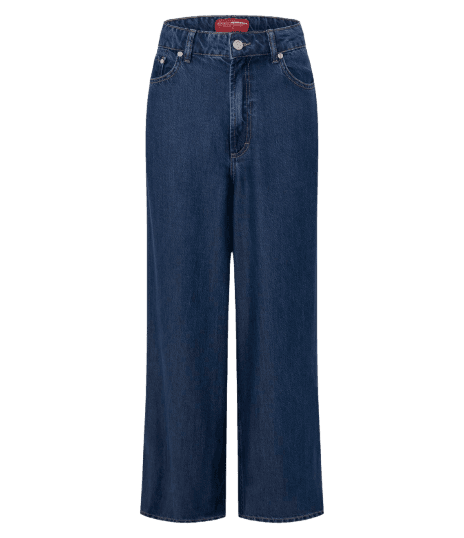 Calça Pantalona em Liocel com Cintura Baixa e Recortes