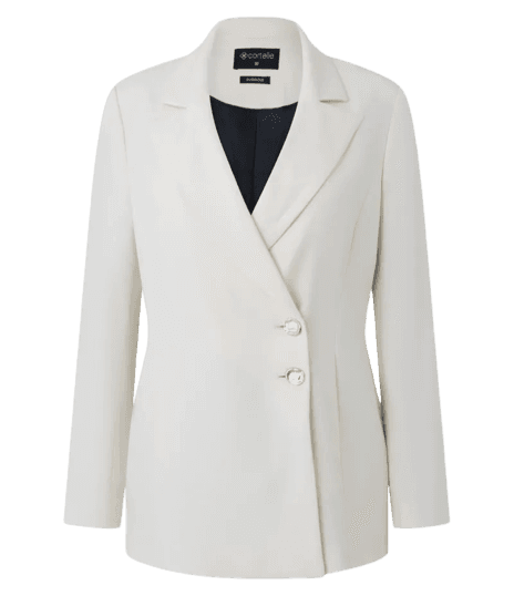 Blazer Oversized em Alfaiataria com Abotoamento Transpassado Off White