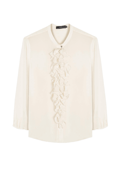 Blusa Chiffon Ruflle Shirt Off White