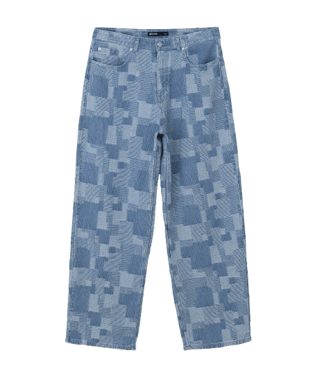 Calça Super Baggy em Jeans com Jacquard