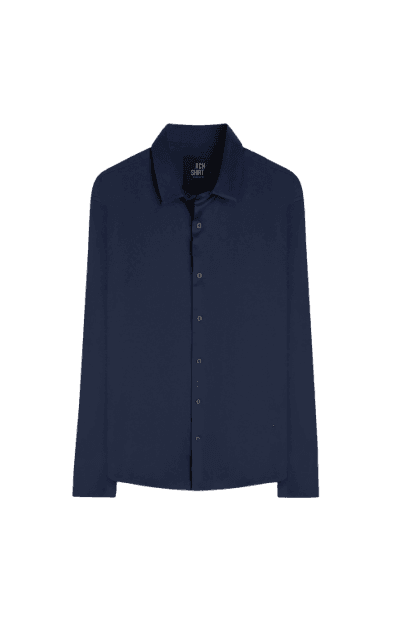 Camisa Cetim Lycra Ml Dark Navy