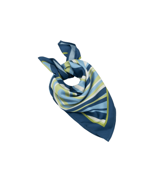 Lenço Quadrado em Cetim com Estampa de Listras Multicores