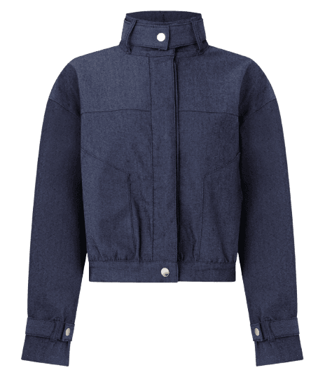Jaqueta Bomber em Jeans com Bolsos