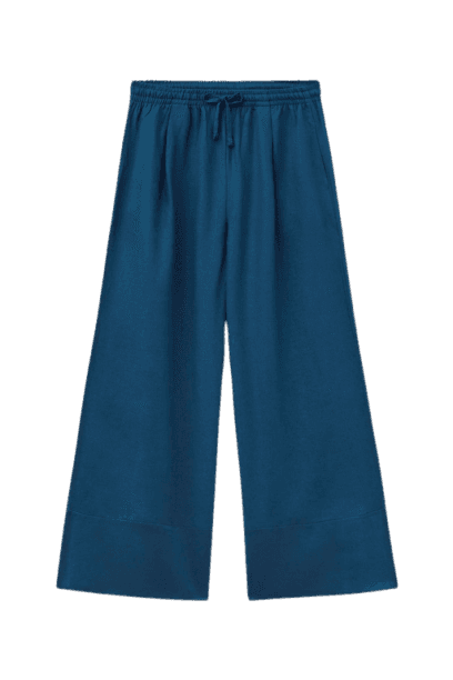 Calça Pantalona Em Linho e Viscose - Azul