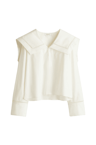 Blusa em popeline com gola marinheiro
