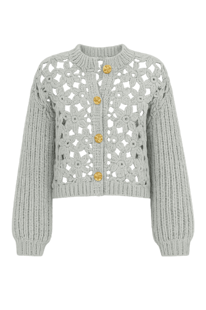 Cardigan Tricot Artesanal Floral - Farm