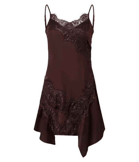 Vestido em Cetim com Detalhes em Renda