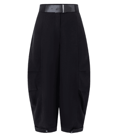 Calça Barrel em Viscose com Prega Lateral e Cinto em PU