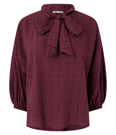 Blusa com Gola Laço e Mangas Bufantes