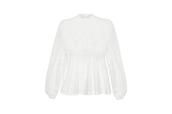 Blusa Feminina Gola Alta Renda Branco Animale