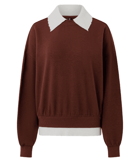 Blusa em Moletom com Felpa e Gola Polo em Tricô